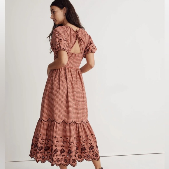Madewell Embroidered Bubble-Sleeve Midi Dress Size 4 - Picture 4 of 17